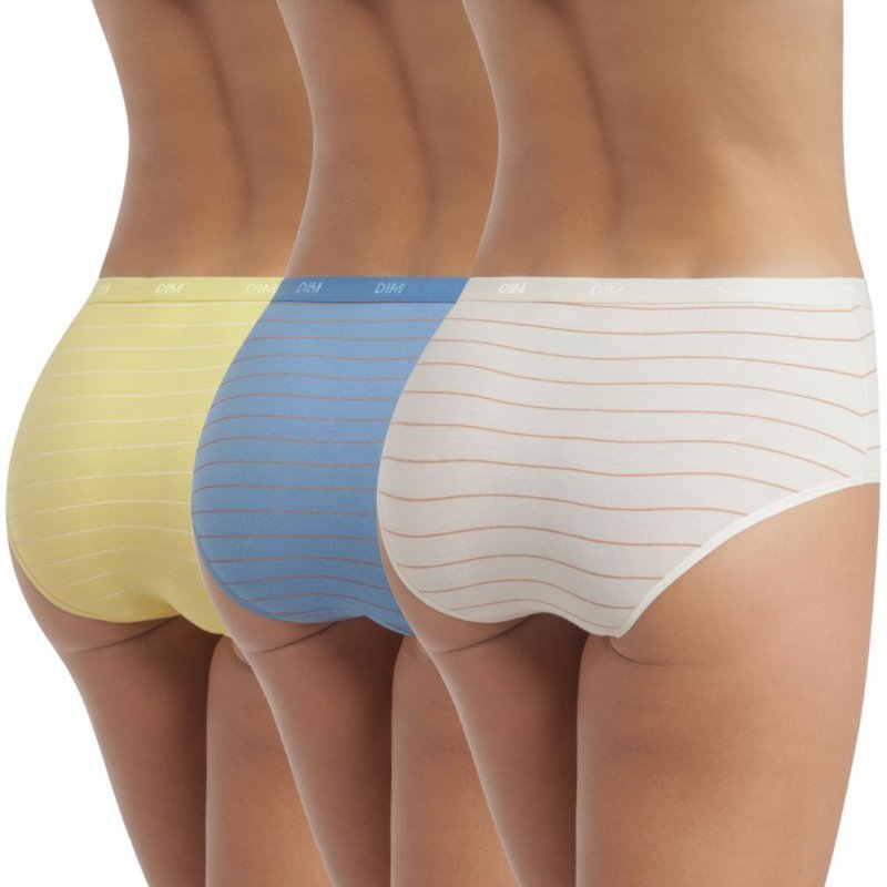 LOT DE 3 Boxer Sous-vêtements Femme POCKETS STRETCH Bleu et Jaune