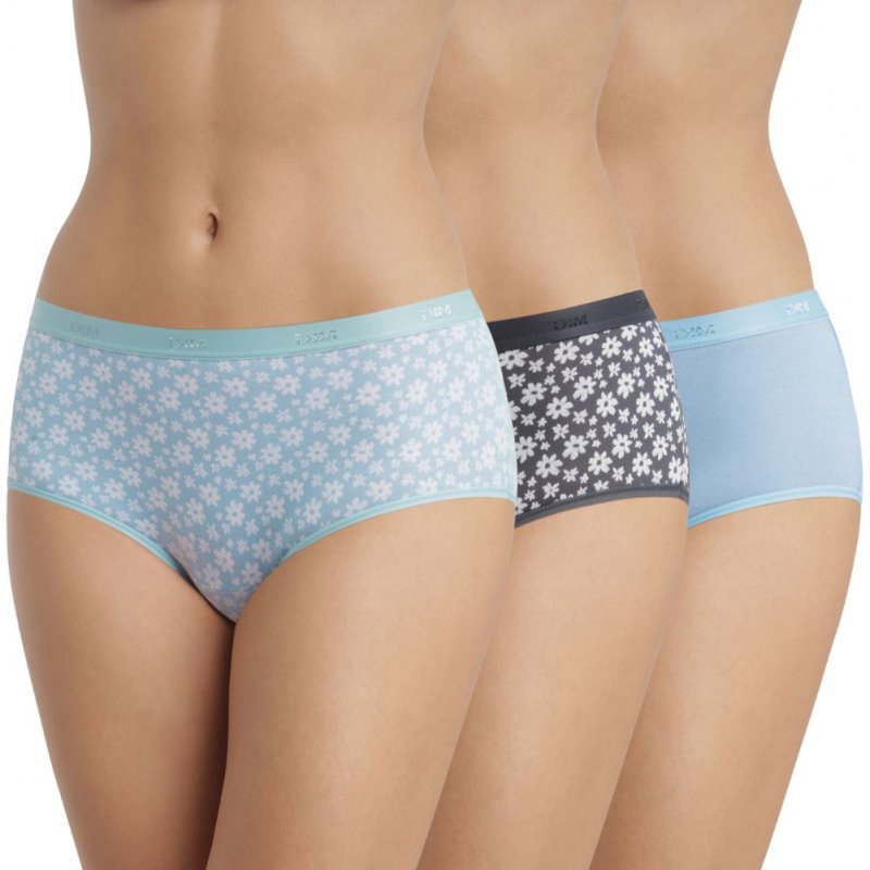 LOT DE 3 Boxer Sous-vêtements Femme POCKETS STRETCH Bleu et Noir