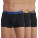 DIM Lot de 3 Boxers Homme Coton MIX AND COLORS Noir ceinture Bleu indigo Noisette Vert tennis