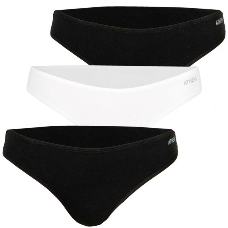 ATHENA Lot de 3 Culottes Femme Coton MYPETITPRIX Noir Blanc Noir