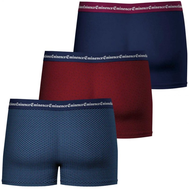 EMINENCE Lot de 3 Boxers Homme Coton BUSINESSPRINT Marine Bordeaux