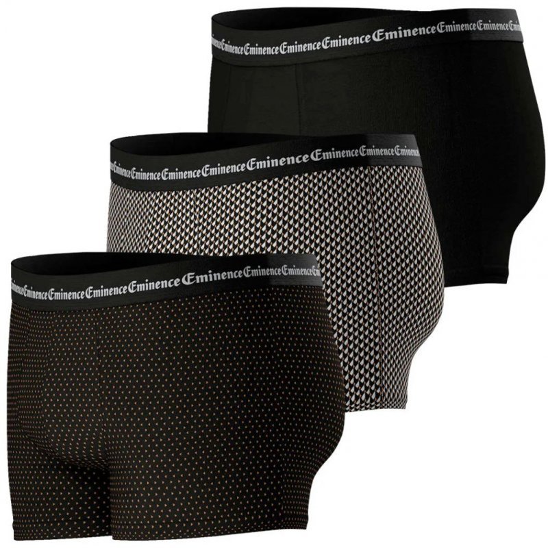 EMINENCE Lot de 3 Boxers Homme Coton BUSINESSPRINT Noir Camel