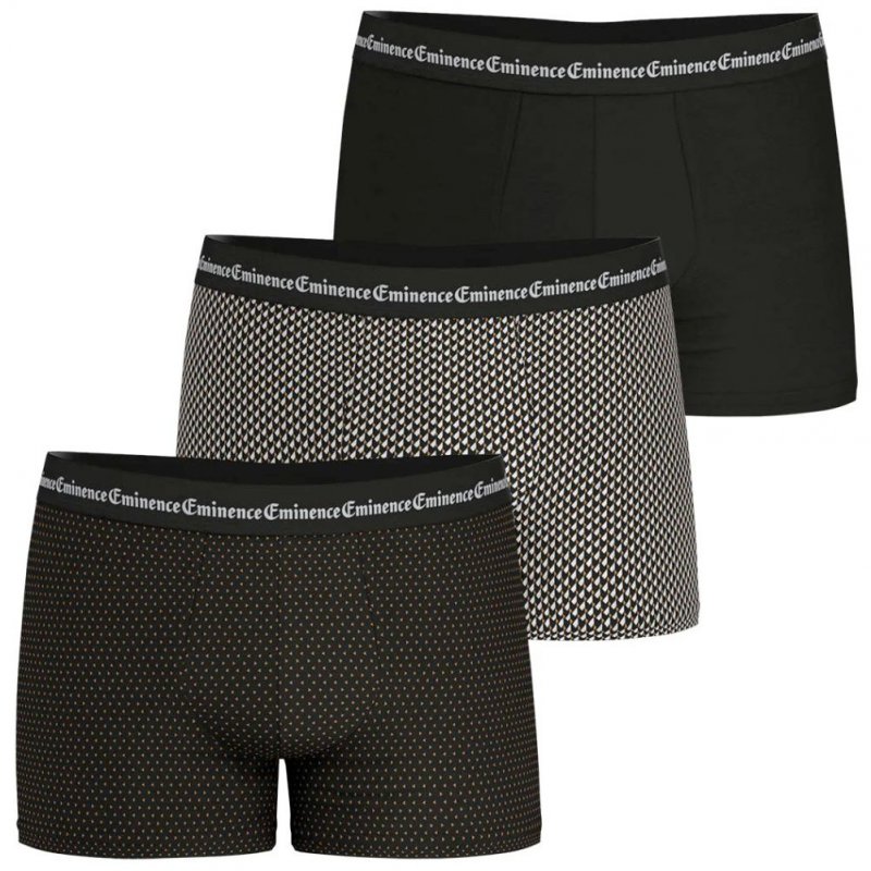 EMINENCE Lot de 3 Boxers Homme Coton BUSINESSPRINT Noir Camel