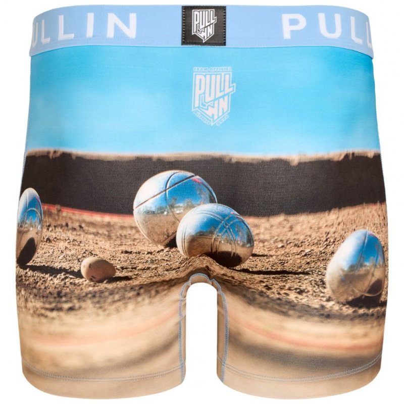 PULL IN Boxer Long Homme Microfibre TIR Bleu Beige