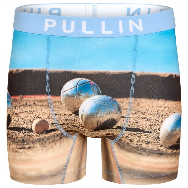 PULL IN Boxer Long Homme Microfibre TIR Bleu Beige