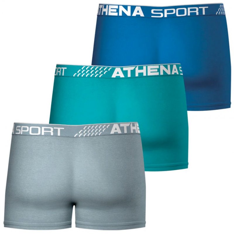 ATHENA Lot de 3 Boxers Homme Microfibre FRESH Gris Lagon Bleu