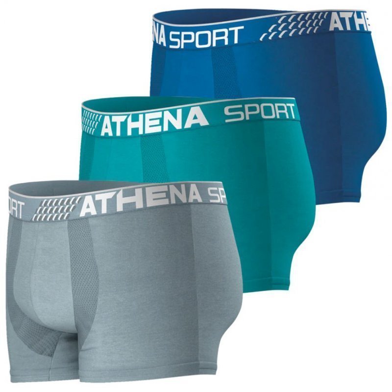 ATHENA Lot de 3 Boxers Homme Microfibre FRESH Gris Lagon Bleu