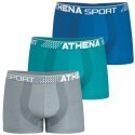 ATHENA Lot de 3 Boxers Homme Microfibre FRESH Gris Lagon Bleu