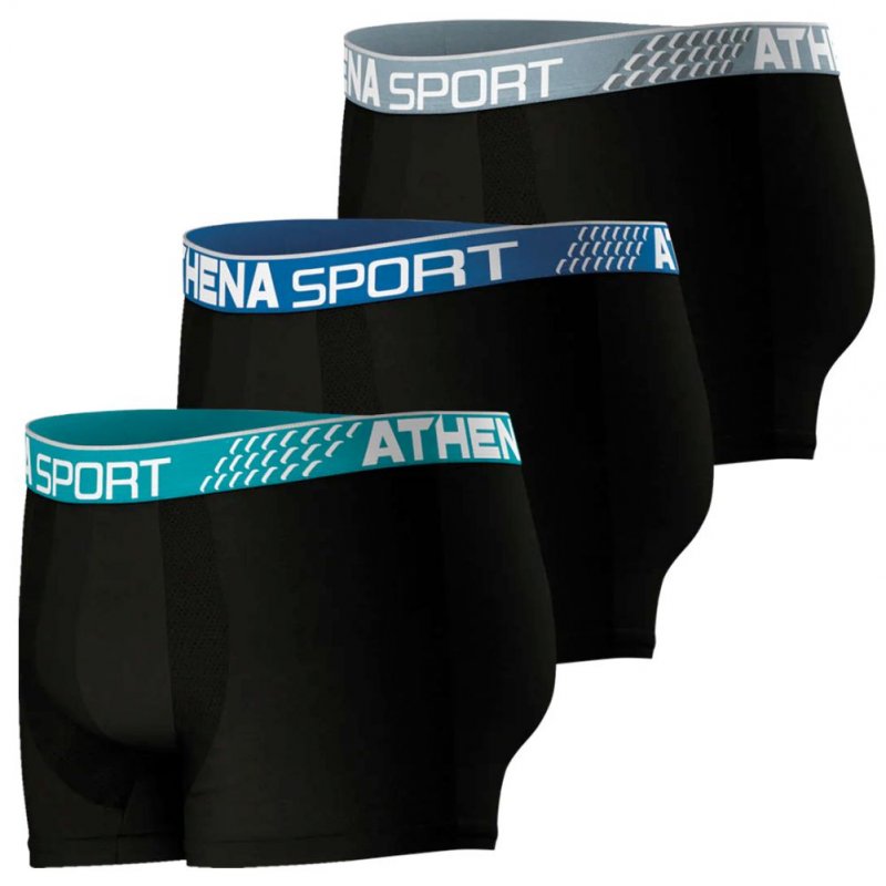 ATHENA Lot de 3 Boxers Homme Microfibre FRESH Noir