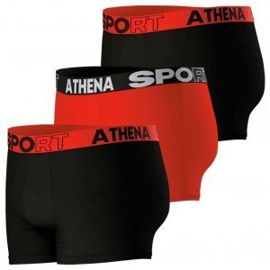 ATHENA Lot de 3 Boxers Homme Coton ECOSPORT Rouge Noir