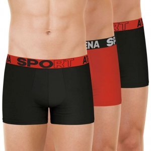 ATHENA Lot de 3 Boxers Homme Coton ECOSPORT Rouge Noir