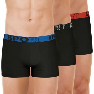 ATHENA Lot de 3 Boxers Homme Coton ECOSPORT Noir