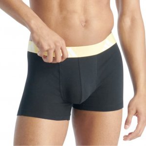 ADIDAS 2 Boxers Homme Coton ACTIVE FLEX2 Noir Ceinture Gris Jaune