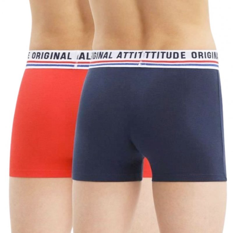 LOT DE 2 Boxer Sous-vêtements Garçon CLASSIC Rouge et Marine