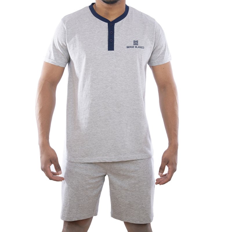 Ensemble homme Pyjama court T-shirt col tunisien