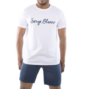 Ensemble homme Pyjama court T-shirt col rond bicolore
