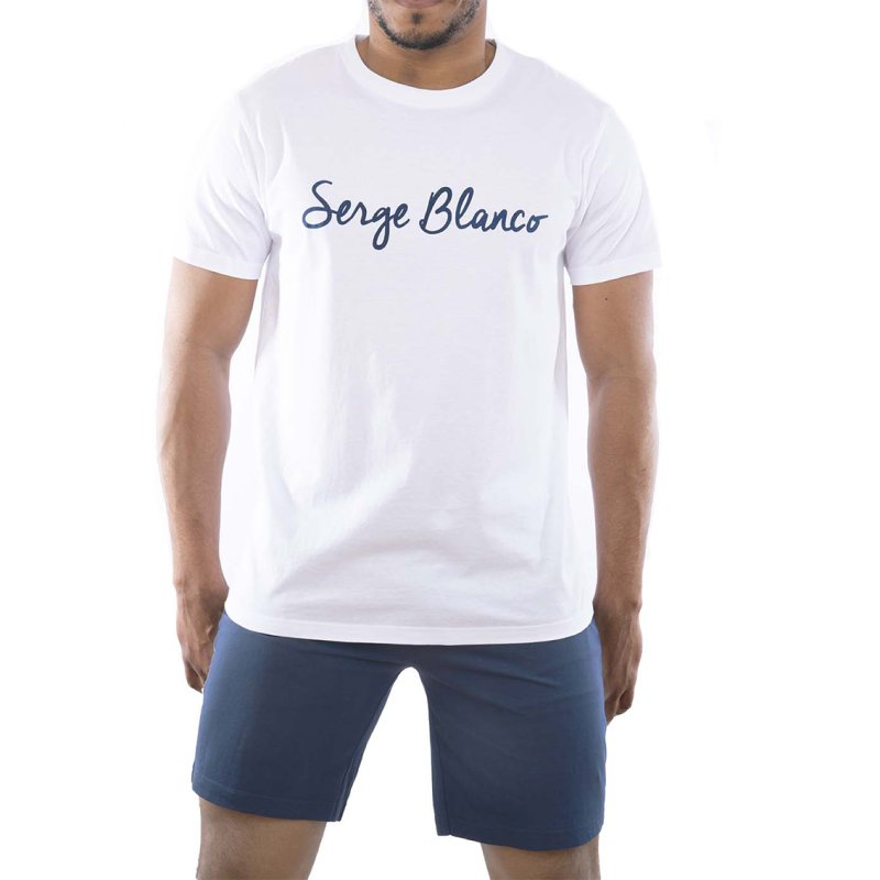 Ensemble homme Pyjama court T-shirt col rond bicolore
