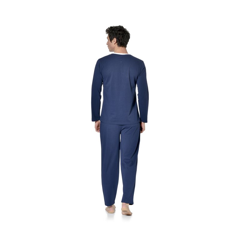 Ensemble pyjama long homme t-shirt col tunisien Vintage