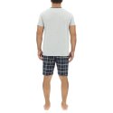 Ensemble Pyjama court homme en coton à carreaux et Logo poitrine