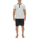 Ensemble Pyjama court homme en coton uni col boutonné & Logo poitrine