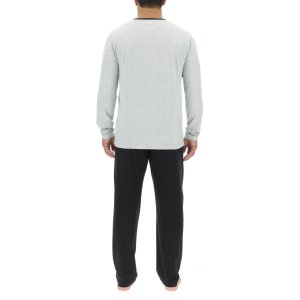 Ensemble Pyjama long homme en coton uni Logo poitrine