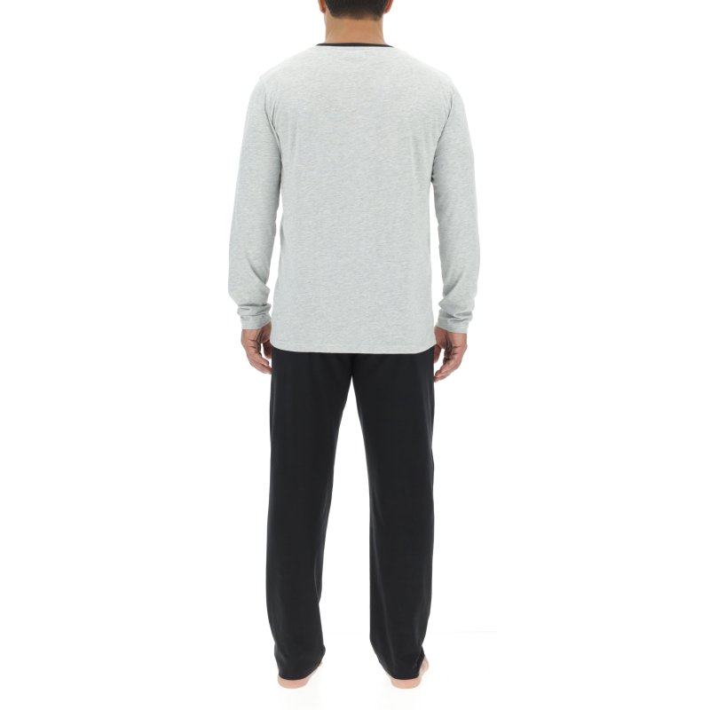 Ensemble Pyjama long homme en coton uni Logo poitrine