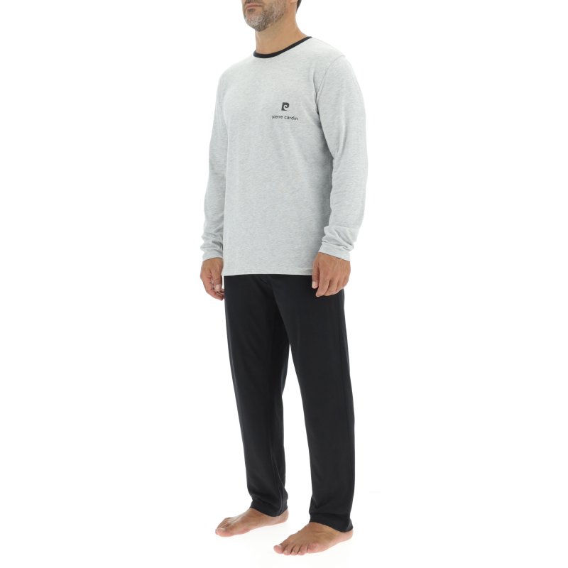Ensemble Pyjama long homme en coton uni Logo poitrine