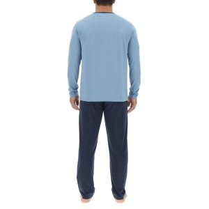 Ensemble Pyjama long homme en coton uni Logo poitrine