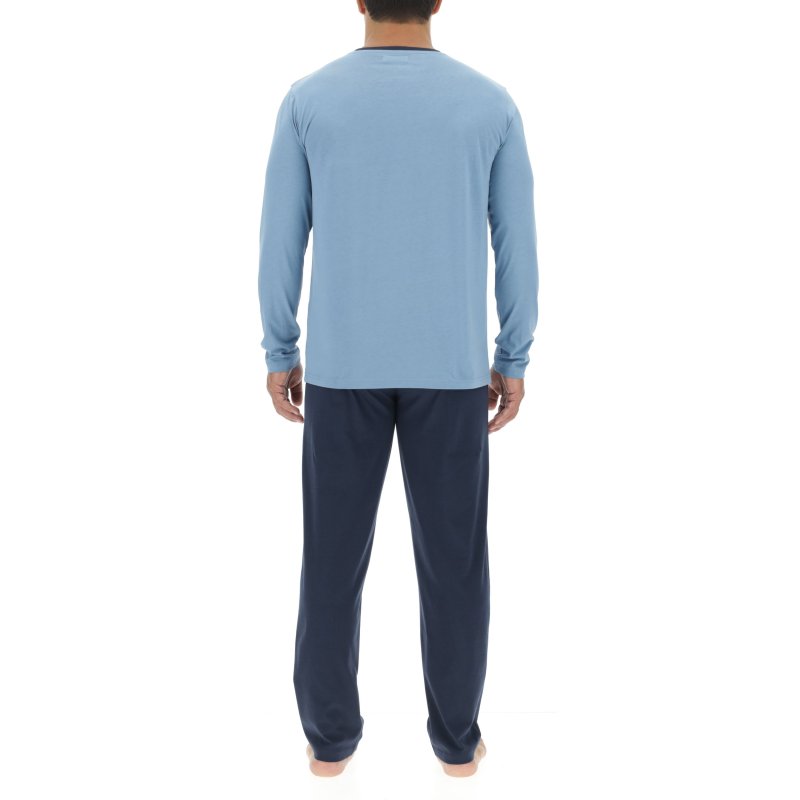 Ensemble Pyjama long homme en coton uni Logo poitrine