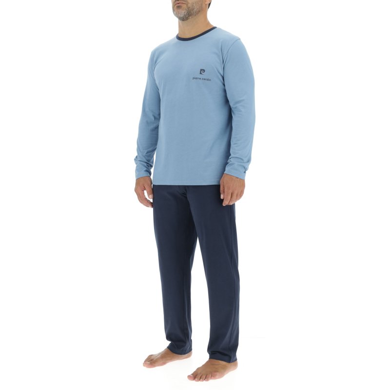 Ensemble Pyjama long homme en coton uni Logo poitrine