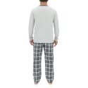 Ensemble Pyjama long homme en popeline à carreaux et Logo poitrine