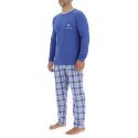 Ensemble Pyjama long homme en popeline à carreaux et Logo poitrine