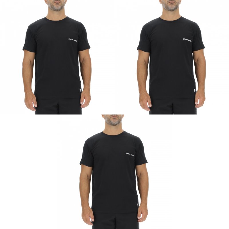 Lot de 3 T-shirts homme en coton uni col rond imprimé poitrine