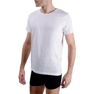 Tee Shirt Blanc homme coupe Régular Col rond SIGNATURE Uni - Pierre Cardin Lot de 2 t-shirts homme col rond avec print sur la poitrine