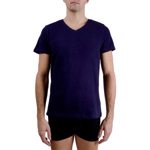 T-shirt homme en col v avec print sur la poitrine T-shirt homme en col v avec print sur la poitrine