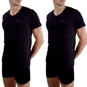 Lot de 2 t-shirts homme en col v avec print sur la poitrine Lot de 2 t-shirts homme en col v avec print sur la poitrine