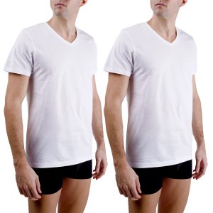 Lot de 2 t-shirts homme en col v avec print sur la poitrine Lot de 2 t-shirts homme en col v avec print sur la poitrine