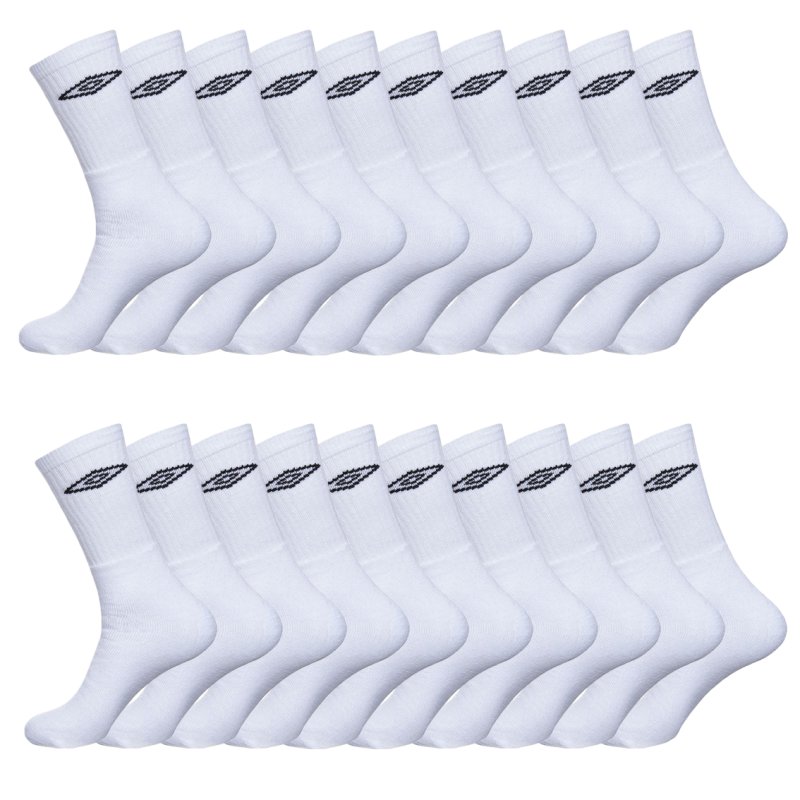 Lot de 20 Paires de Chaussettes Tennis homme UMBRO Blanc