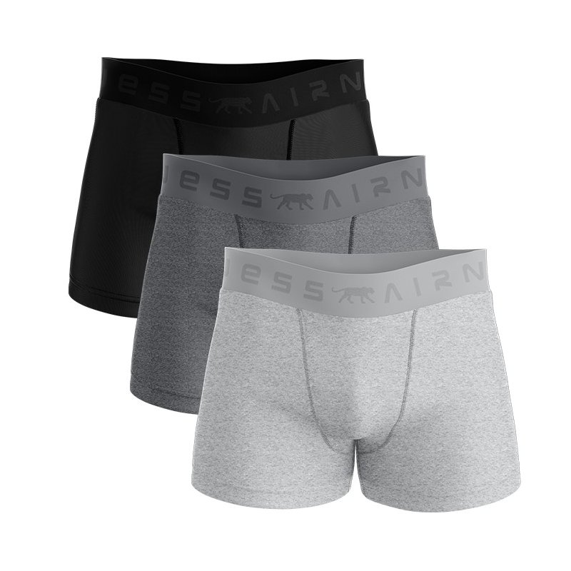 Lot de 3 Boxers homme Coton Gris clair/Gris foncé/Anthracite Uni - Airness
