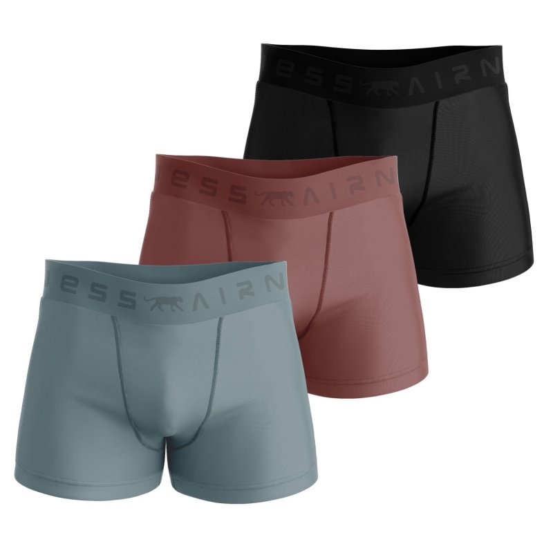 Lot de 3 Boxers homme Coton Bleu marine/Bleu pâle/Bordeaux Uni - Airness