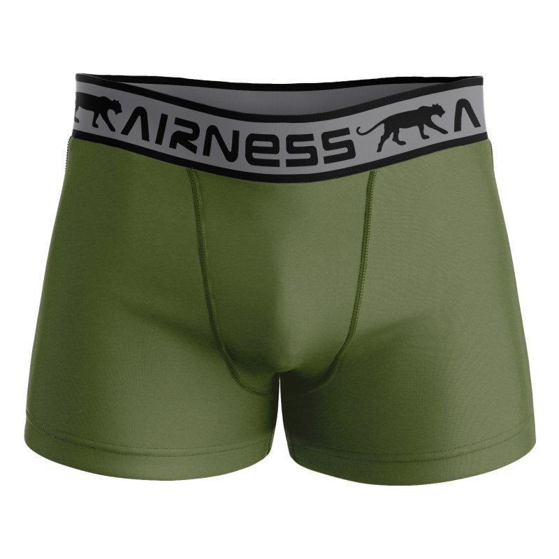 Lot de 3 Boxers homme Coton Noir/Gris foncé/Kaki Uni - Airness