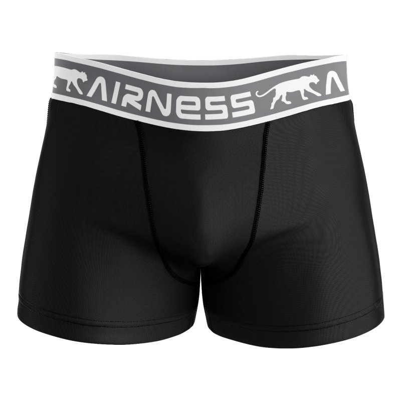 Lot de 3 Boxers homme Coton Noir/Gris foncé/Kaki Uni - Airness