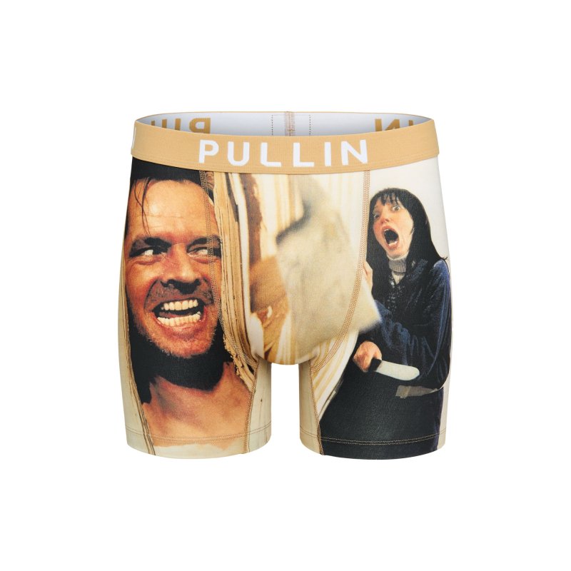 Boxer homme Polyester Beige/Noir/Blanc Imprimé - Pull In