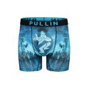 Boxer homme Polyester Turquoise/Noir Imprimé - Pull In