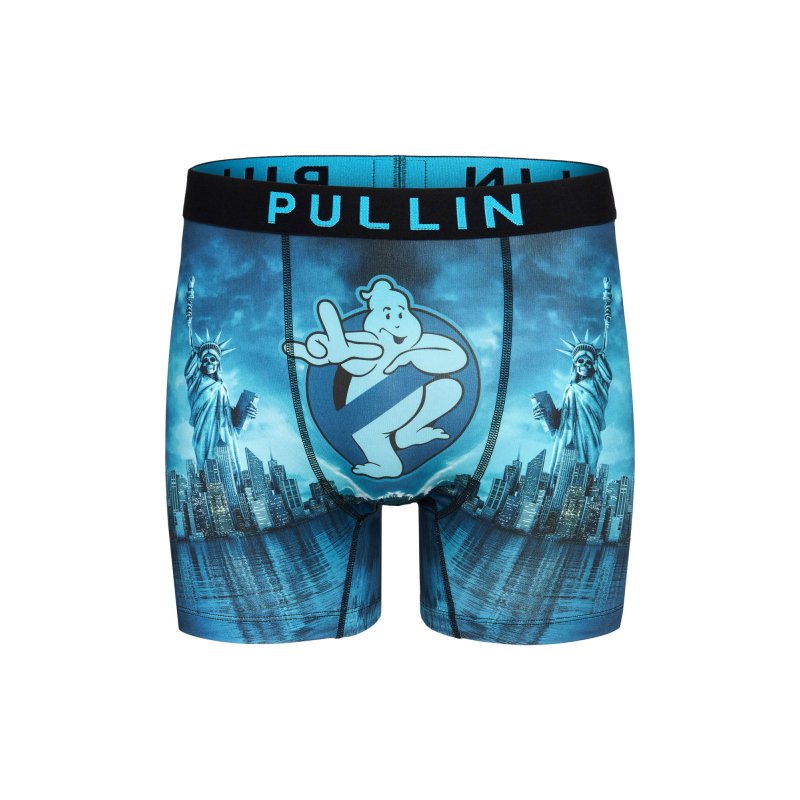 Boxer homme Polyester Turquoise/Noir Imprimé - Pull In