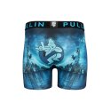 Boxer homme Polyester Turquoise/Noir Imprimé - Pull In
