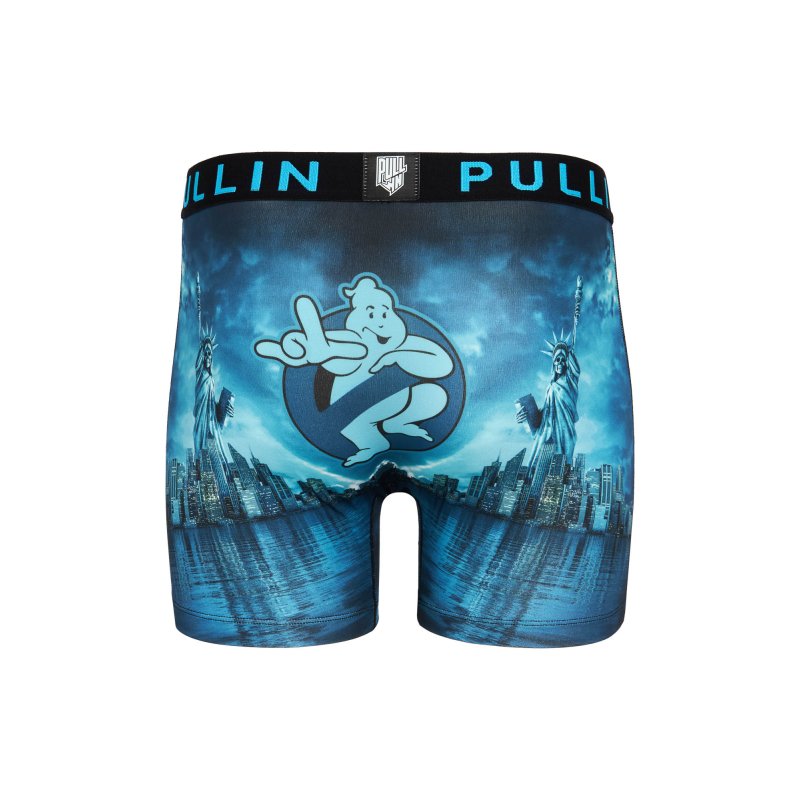 Boxer homme Polyester Turquoise/Noir Imprimé - Pull In