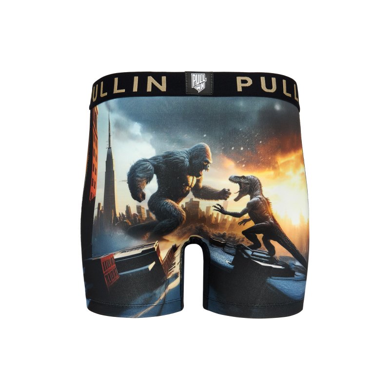 Boxer homme Polyester Gris foncé/Orange/Gris clair Imprimé - Pull In