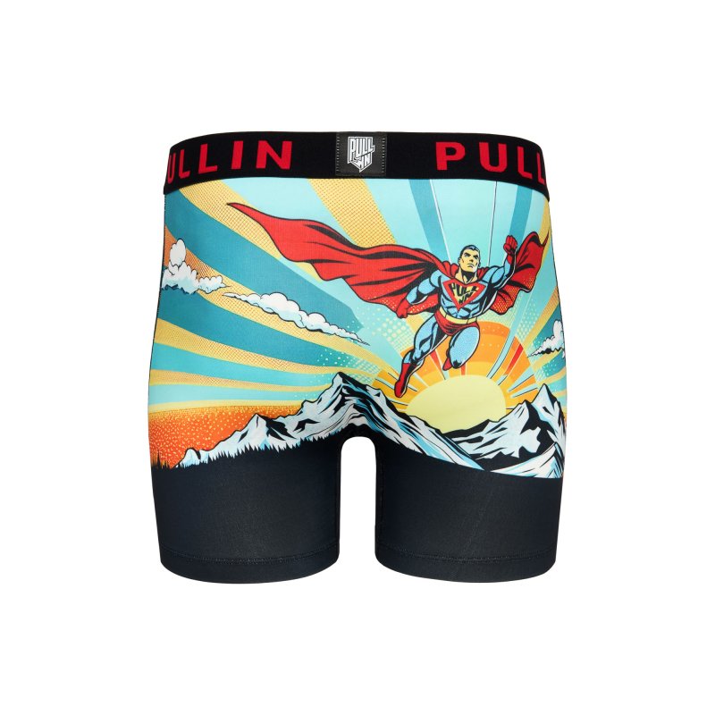 Boxer homme Polyester Turquoise/Rouge/Noir Imprimé - Pull In