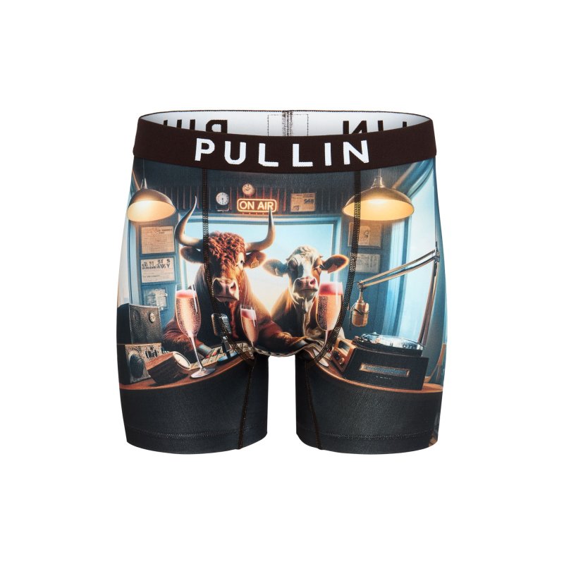 Boxer homme Polyester Noir/Marron/Gris Imprimé - Pull In
